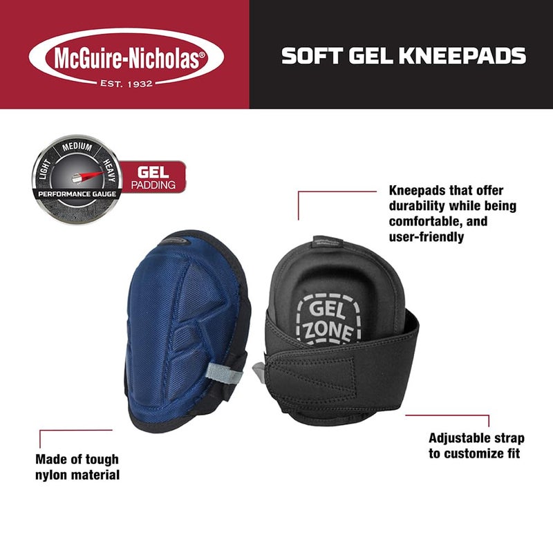 McGuire-Nicholas Gel Lite Pro Flooring Knee Pads for Men and Women, Soft Gel Adjustable Knee Pads for Gardening, Flooring, and Work, Navy/Black | 22382 - Image 2